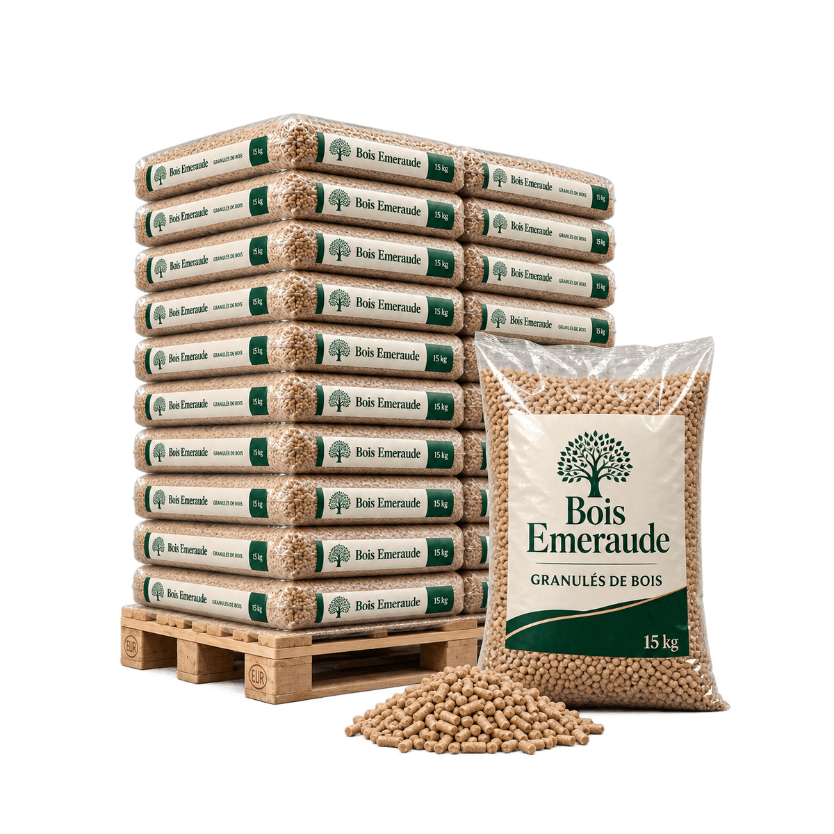Granulés de bois EN+ A1 – Palette de 66 sacs (990 kg)